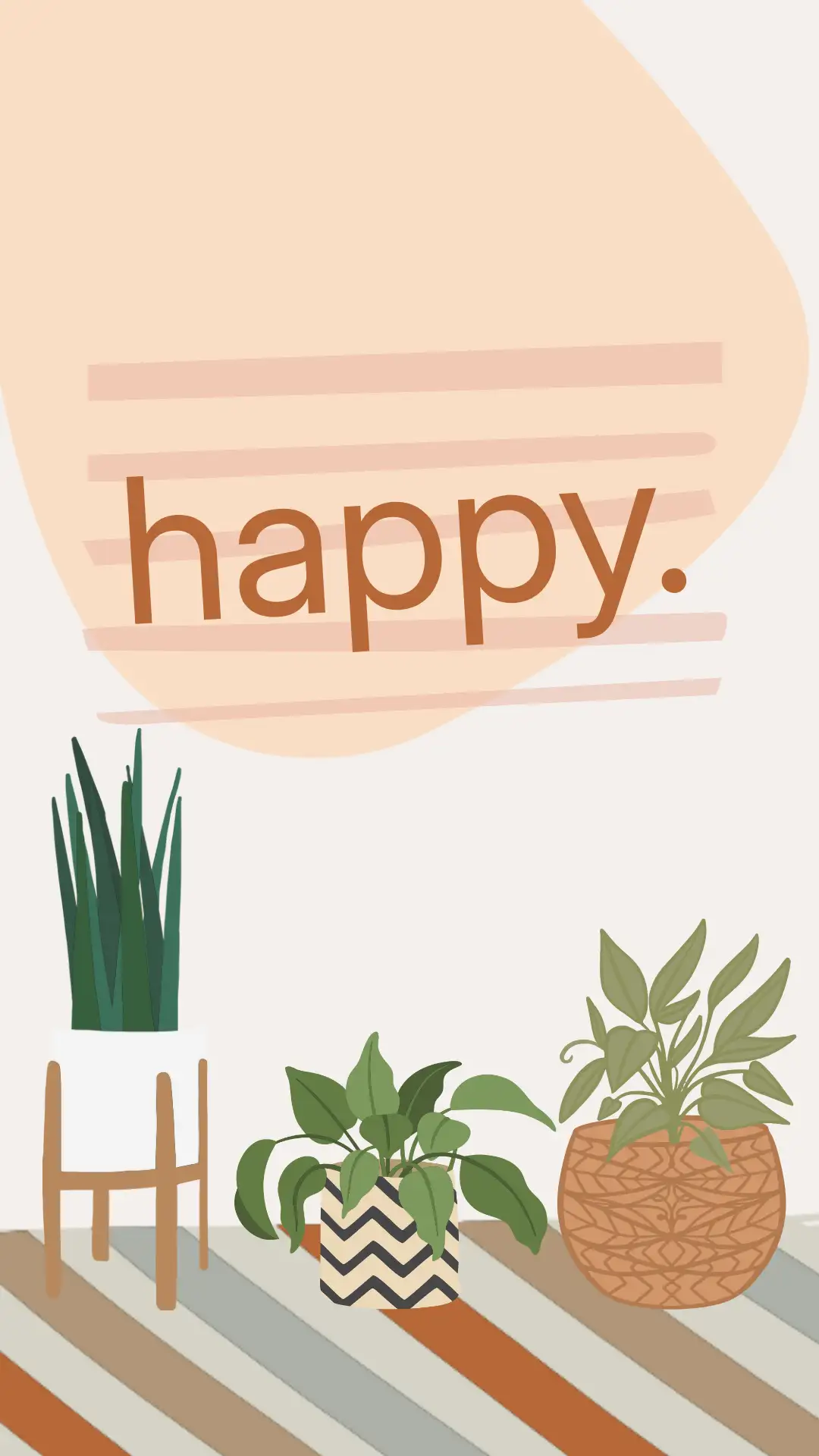 Boho Plant Happiness Phone Wallpaper