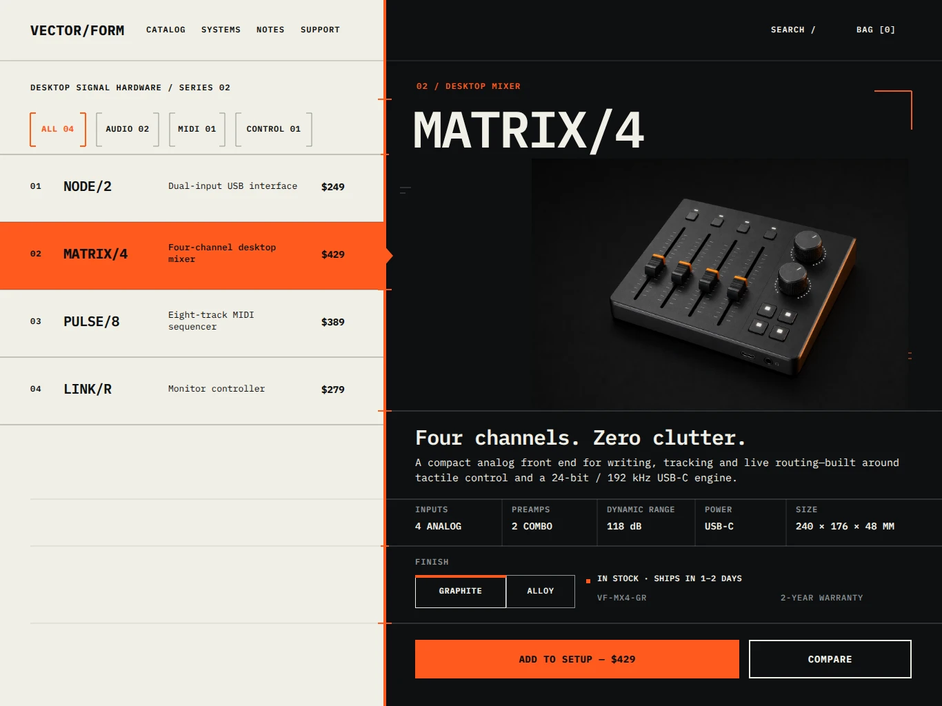 VECTOR/FORM Signal Hardware Catalog