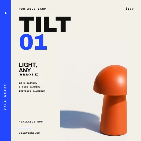 Vela Works — TILT 01 Launch Card
