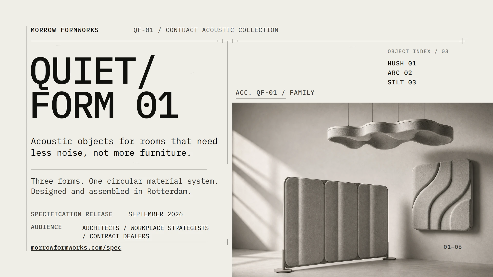 Morrow Formworks: Quiet/Form 01