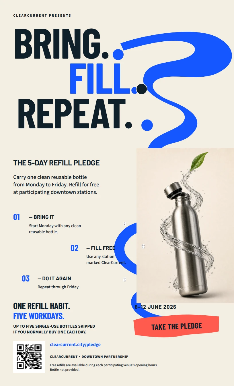 Bring. Fill. Repeat. — ClearCurrent Refill Pledge