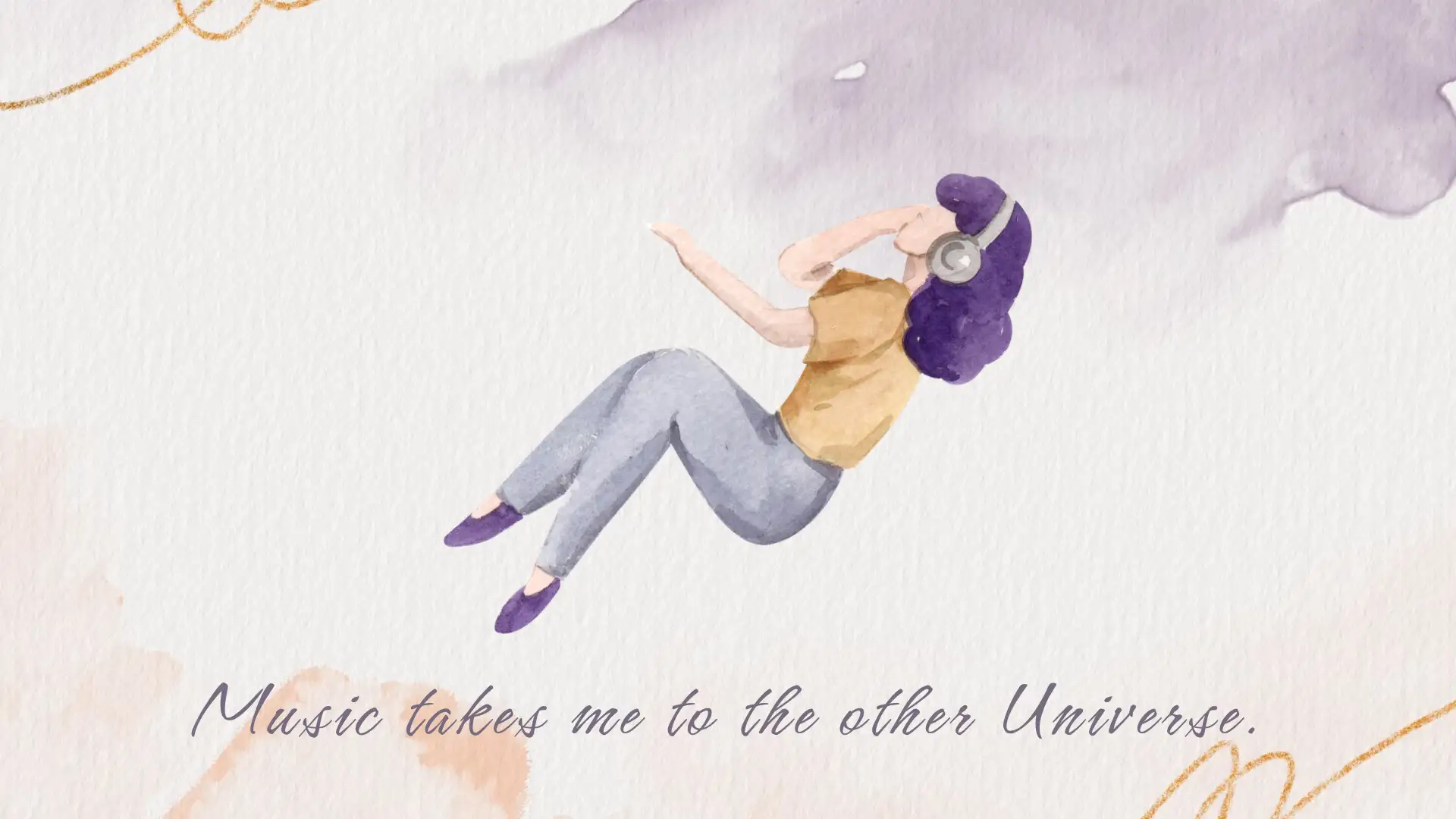 Pastel Watercolor Music Desktop Wallpaper