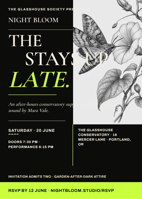 Night Bloom — Garden After Dark Invitation