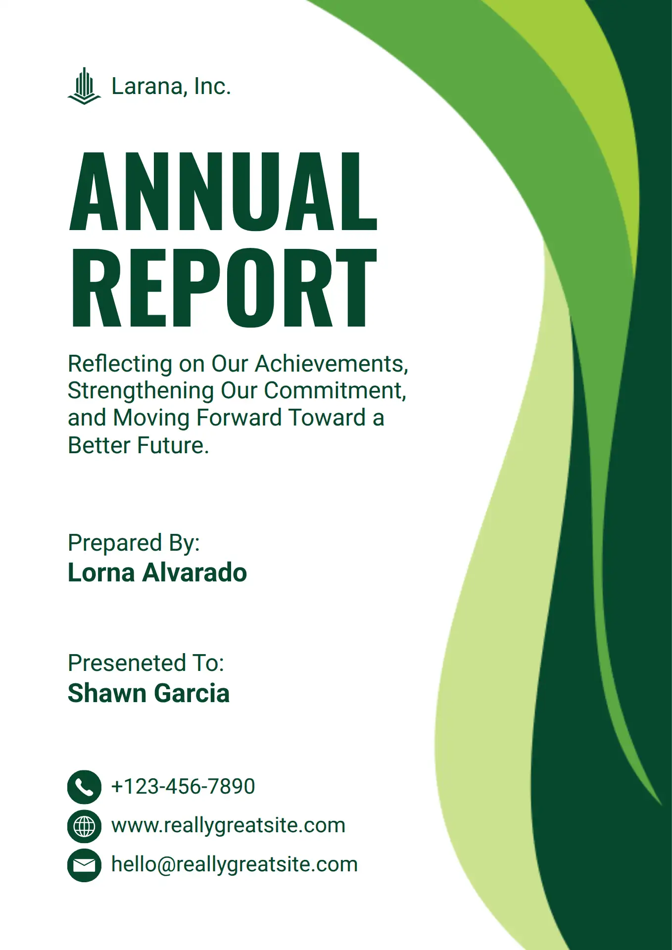 Green Editorial Annual Report Cover