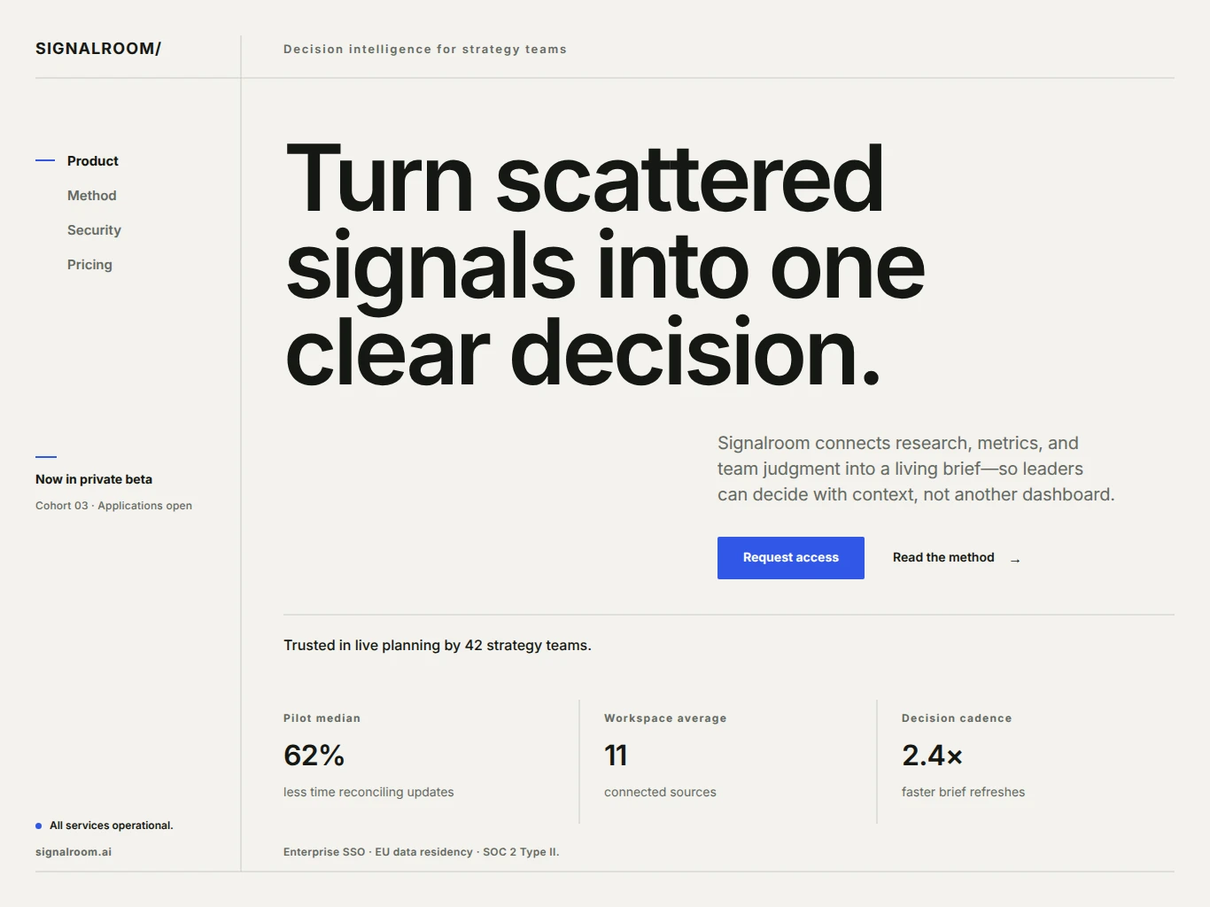 Signalroom — Decision Intelligence Launch