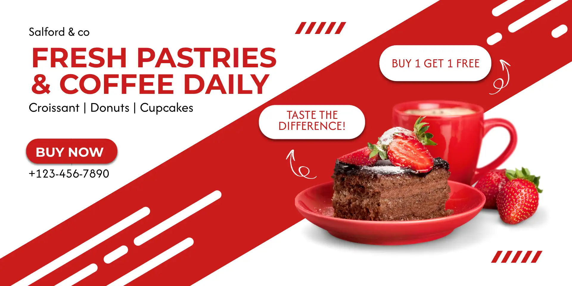 Red and White Bakery Promotion Banner