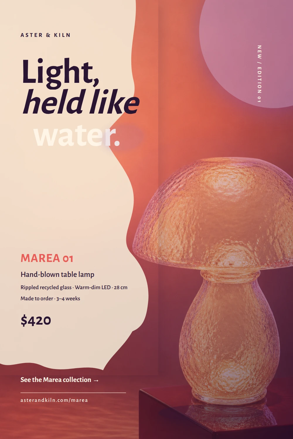 Marea 01 — Sculptural Lighting Launch Pin