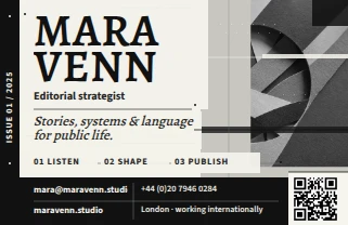 Mara Venn — Listen, Shape, Publish